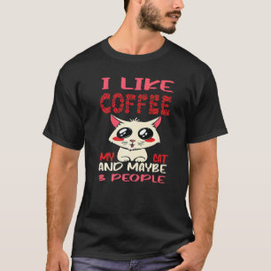 T-shirt J'Aime Café Mon Chat Et Peut-Être 3 Personnes Café