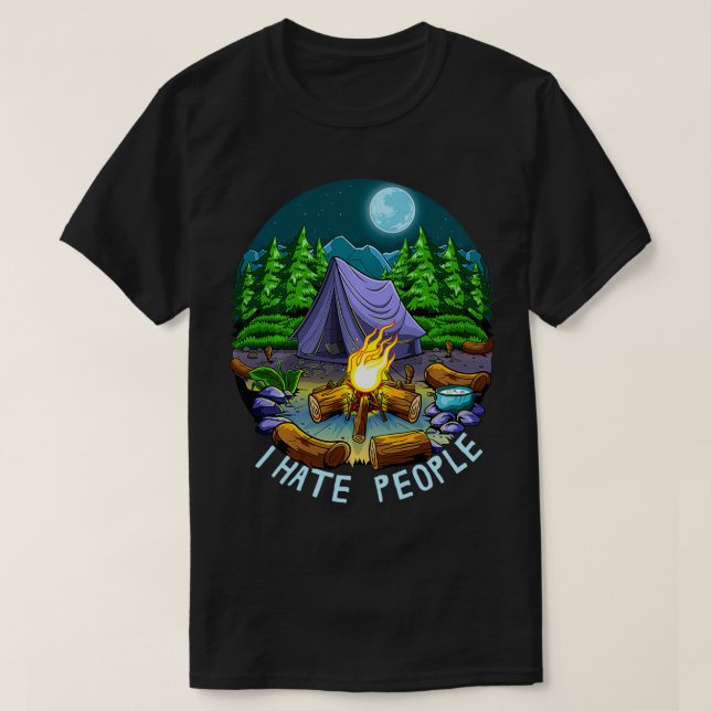 T-shirt J'Aime Camping Je Déteste Les Gens Extérieurs Drôl (Design devant)