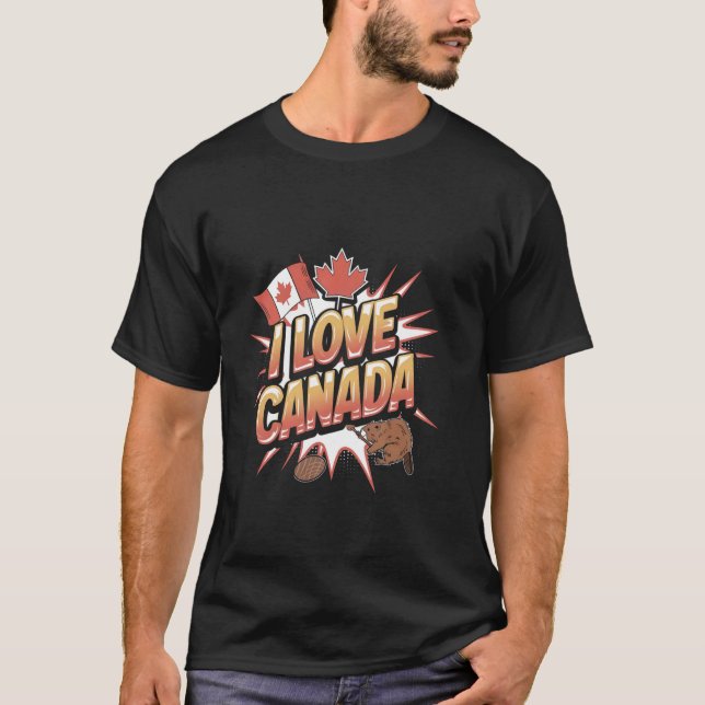 T-shirt J'aime Canada Canadien (Devant)