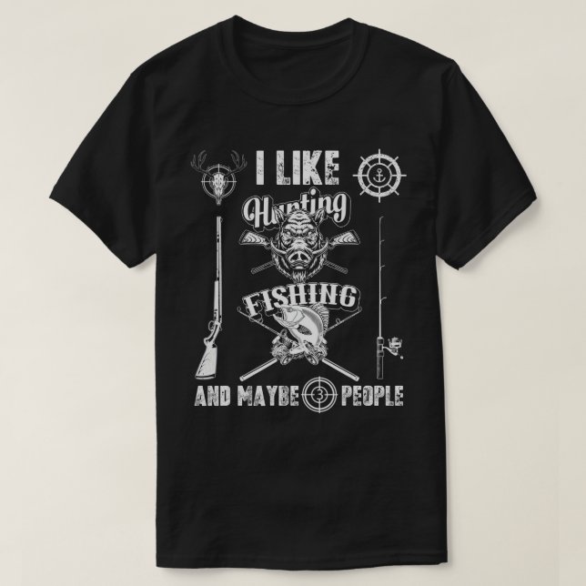 T-shirt J'Aime Chasse Pêche Peut-Être 3 Personnes Chasseur (Design devant)