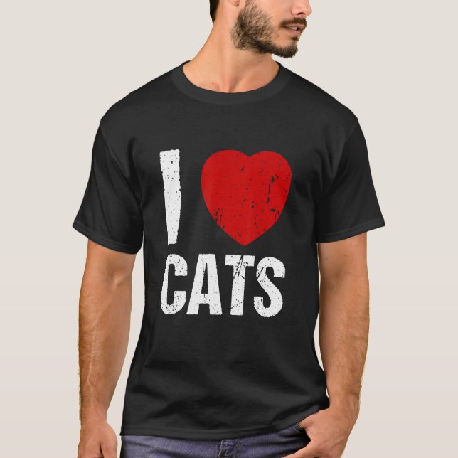 T-shirt J'aime chats coeur chat (Devant)