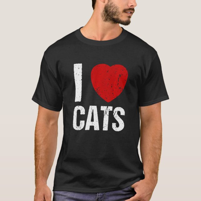 T-shirt J'aime chats coeur chat (Devant)