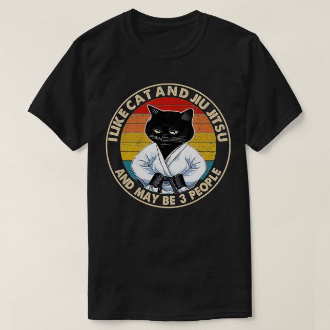 T-shirt J'Aime Chats Et Jiu Jitsu Et Peut-Être 3 Personnes (Design devant)
