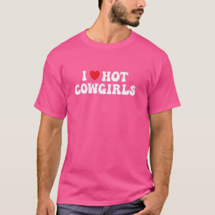 T-shirt J'aime chaudes cowgirls rouge coeur cowgirl wester