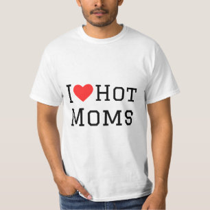 T-shirt J'aime chauds mamans carré autocollant