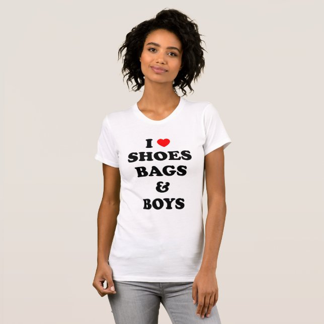 T-shirt J'Aime Chaussures Sacs Et Garçons (Devant entier)