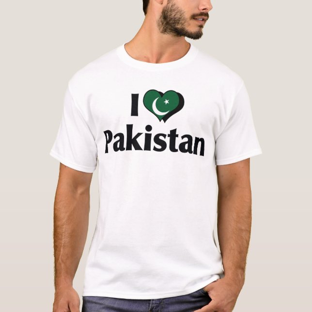 T-shirt J'aime Chemise Drapeau Pakistan (Devant)