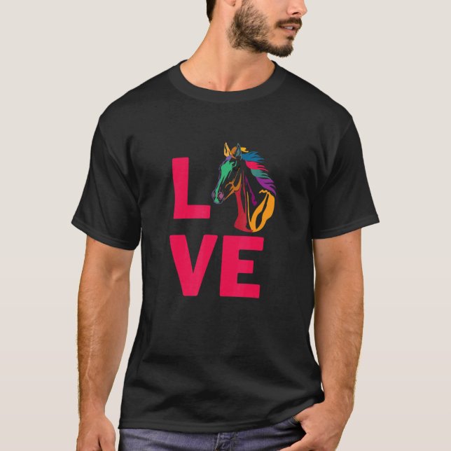 T-shirt J'Aime Cheval Mammifère Propriétaire Et Animal Ani (Devant)