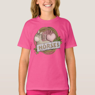 T-shirt J'AIME Chevaux Enfants Jeune T Chemise