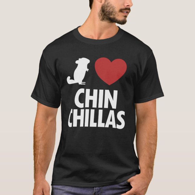 T-shirt J'aime Chinchillas Longtail Long Hair Breeder Chin (Devant)