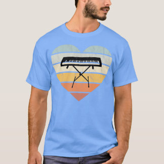 T-shirt J'Aime Clavier Et Synthie Coeur Rétro