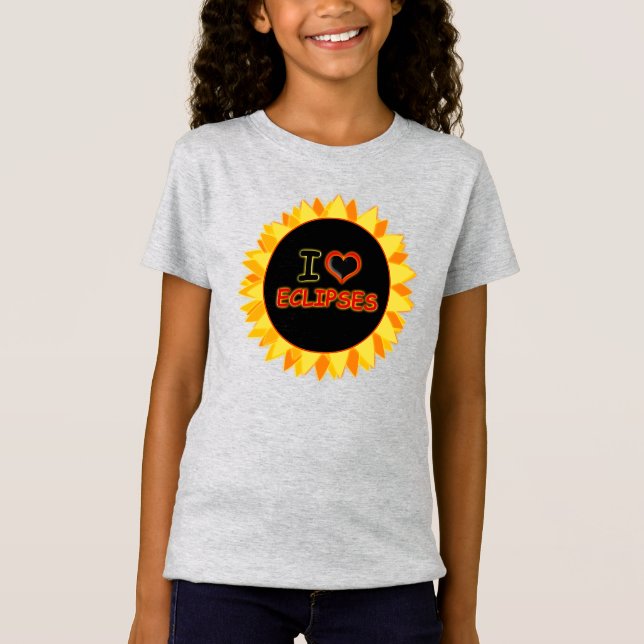 T-Shirt J'aime coeur Eclipses soleil astronomie enfants (Devant)