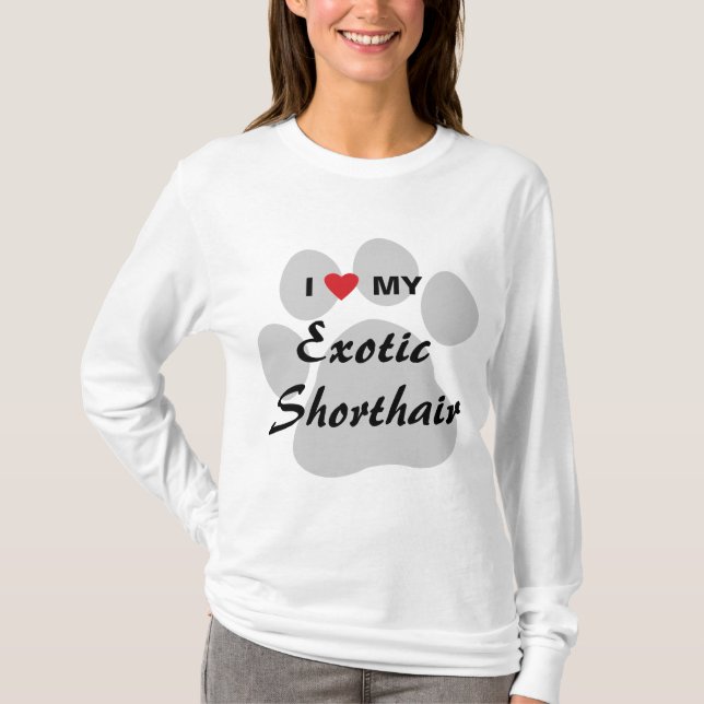 T-shirt J'aime (coeur) ma conception exotique de Shorthair (Devant)