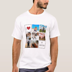 T-shirt J'aime coeur ma petite amie photo collage couples