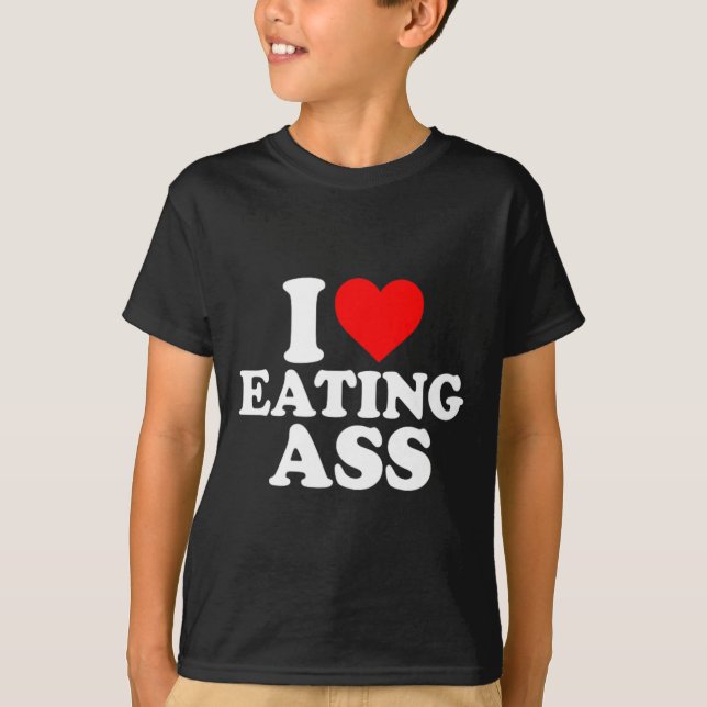 T-shirt J'aime cœur mangeant mignon drôle simple  (Devant)