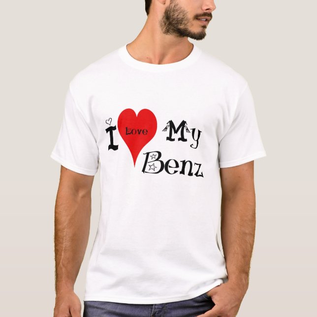 T-shirt j'aime (coeur) mon benz (Devant)