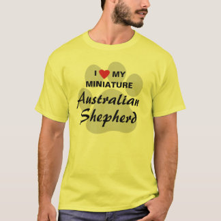 T-shirt J'aime (coeur) mon berger australien miniature
