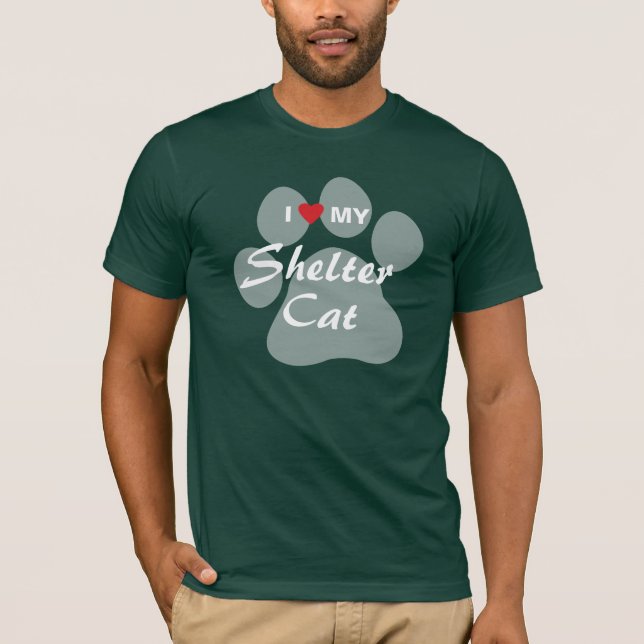 T-shirt J'aime (coeur) mon chat d'abri (Devant)