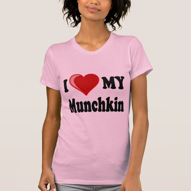 T-shirt J'aime (coeur) mon chat de Munchkin (Devant)
