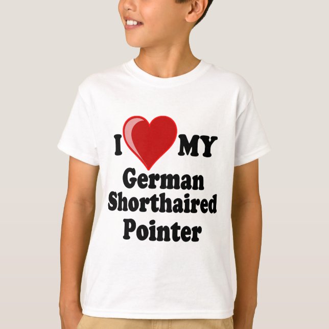 T-shirt J'aime (coeur) mon chien allemand d'indicateur aux (Devant)