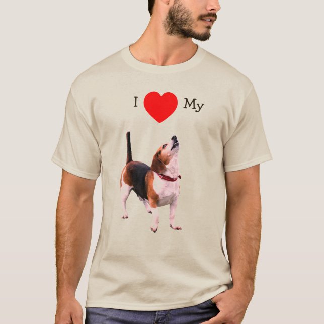 T-shirt J'aime cœur Mon Chien Beagle (Devant)