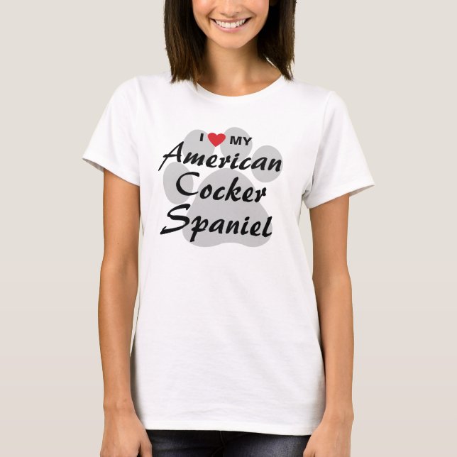 T-shirt J'aime (coeur) mon cocker américain (Devant)