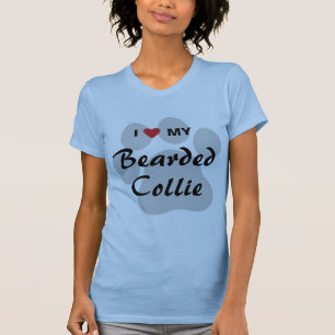 T-shirt J'aime (coeur) mon colley barbu Pawprint