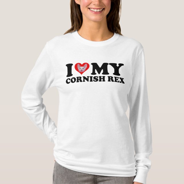 T-shirt J'aime (Cœur) Mon Cornish Rex (Devant)