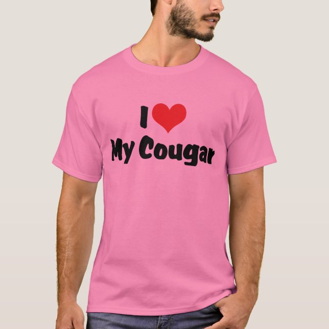 T-shirt J'aime cœur mon couguar (Devant)