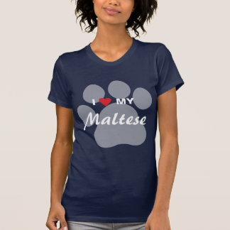 T-shirt J'aime (coeur) mon Pawprint maltais