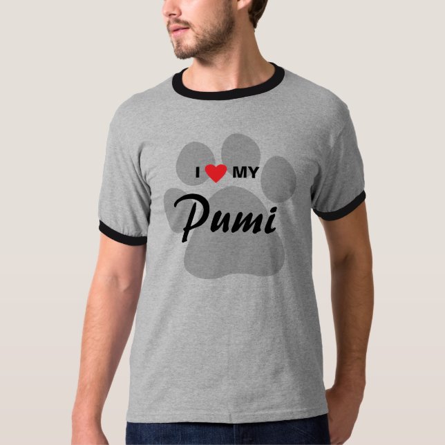 T-shirt J'aime (coeur) mon Pumi (Devant)