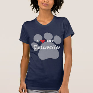 T-shirt J'aime (coeur) mon rottweiler Pawprint