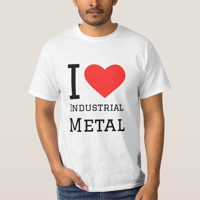 T-shirt J'aime collant carré métallique industriel (Devant)