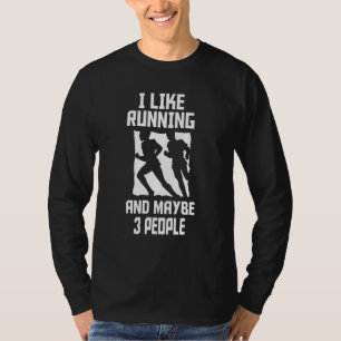 T-shirt J'Aime Courir Et Peut-Être 3 Personnes Retro Runne
