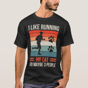 T-shirt J'Aime Courir Mon Chat Et Peut-Être 3 Personnes Sa
