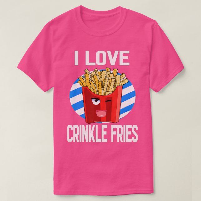 T-shirt J'Aime Crinkle Fries Coupées Amoureux De Pomme De  (Design devant)