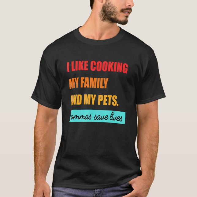 T-shirt J'Aime Cuisine Ma Famille Et Mes Animaux Commas En (Devant)