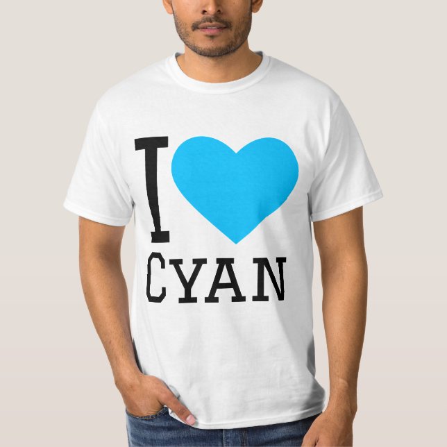 T-shirt J'aime cyan (Devant)