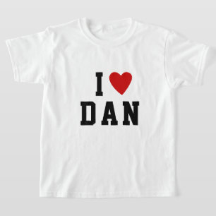 T-shirt J'aime D A N   Coeur personnalisé NOM DAN DANIEL T