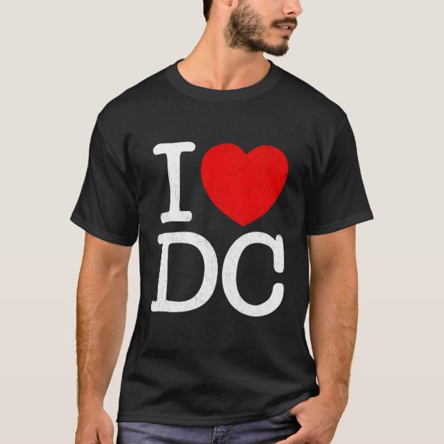 T-shirt J'Aime Dc Washington Distressed I He Dc (Devant)