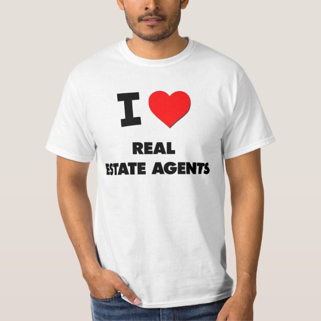 T-shirt J'aime de vrais agents immobiliers (Devant)