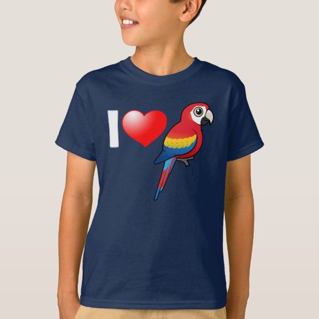 T-shirt J'aime des aras d'écarlate (Devant)
