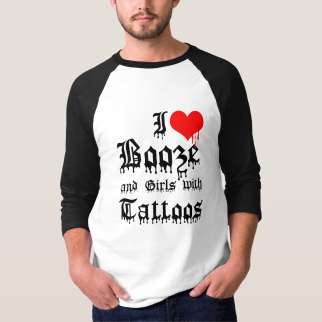 T-shirt J'aime des boissons alcoolisées et des filles avec (Devant)