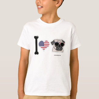 T-shirt J'aime des carlins - enfants patriotiques