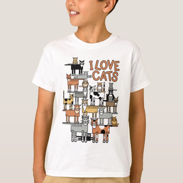T-SHIRT J'AIME DES CHATS (Devant)