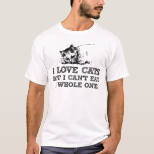 T-shirt J'aime des chats mais je ne peux pas manger entier
