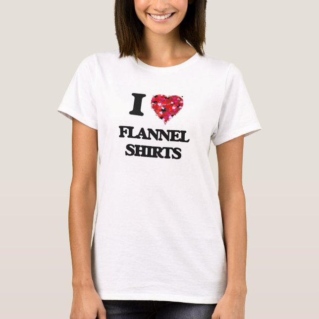 T-shirt J'aime des chemises de flanelle (Devant)