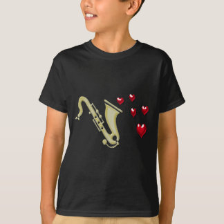 T-shirt J'aime des coeurs de Saxaphone