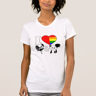 T-shirt J'aime des coqs et des chats - filles bisexuelles