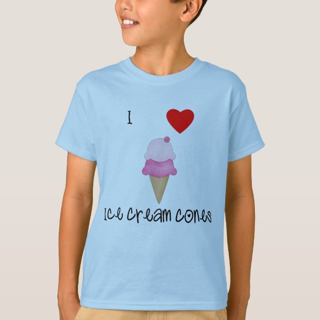 T-shirt J'aime des cornets de crème glacée (Devant)